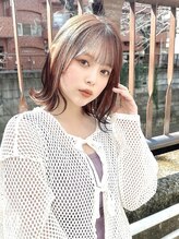 プリマ アンジュ 中目黒店(PRIMA ange) 小顔外ハネミディアムアッシュ20代30代40代くびれミディ韓国ヘア