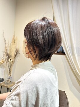 ワ ヘアー(wa-hair) 首長スマートレイヤーショート×ベージュピンク×斜めバンク☆彡