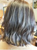 大人コントラストハイライト髪質改善白髪ぼかし