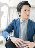 mod's姪浜/ダークアッシュブラックサイドパートメンズショートh