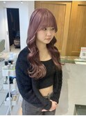 ピンクラベンダー　ハイトーン　ケアブリーチ　ロング　横浜★