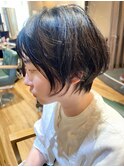 くせ毛カット/ひし形クラシカルショートボブ/前髪あり