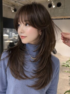 シオン(shion) 前髪カット韓国ヘアロング顔周りレイヤー_F1502