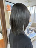 高濃度水素ストレート髪質改善艶髪ミディアムレイヤースタイル