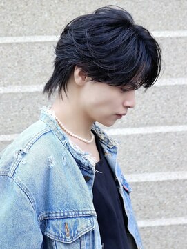アーリー(Ali'i) 韓国風毛流れセンターパートメンズウルフリバースカルマヘア