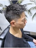 メンズ短髪フェードカット/スキンフェードじゃないフェード/床屋