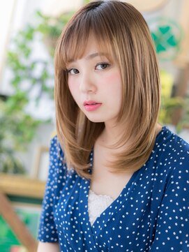 カバーヘアアンドスパ ブリス 浦和(COVER HAIR&SPA bliss) 斜めバング外国人風バイカラー小顔セミディh3浦和20代30代40代