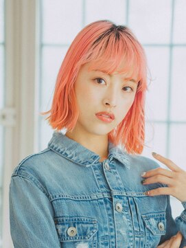 サロン ド ウィズ 西船橋店(Salon de With) 切りっぱなしボブ×コットンキャンディーピンク