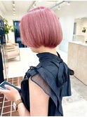 似合わせショート×ブリーチカラーピンク