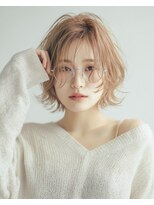 トワ 仙台店(toi) ハッシュカット・顔まわりレイヤー・シャンパンベージュ