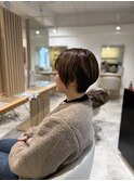 40代50代◎ハイライトミルクティーベージュショートカット