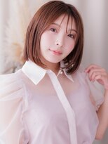 カバーヘア ブリス 川口(COVER HAIR bliss)&nbsp;艶髪ピンクブラウンブリーチなし切りっぱなしボブレイヤー20代a