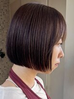 トップヘアー スパアンドリラクゼーション 安城(spa&relaxation)&nbsp;安城大人可愛い透明感カラーチェリーブラウンミニボブ前髪あり