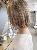 透け感ペールベージュ×切りっぱなしボブ＊fukuda