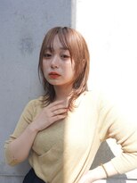 ミディアムレイヤーカットボブウルフ/10代20代/インナーカラー