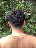 ツーブロックマッシュアップバングコンマヘアスキンフェード