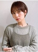 前髪あり耳掛け丸みくびれショートボブ20代30代40代50代（蘭）