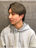 ショート　アッシュグレー　アップバング　メンズショート　短髪