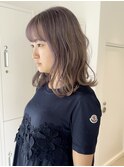 【loje】ラベンダーミルクティーベージュ/ゆるカールセミディ