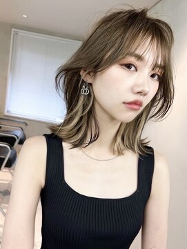 サイン 表参道(SIGN) 韓国ヘアグレージュカラーブリーチ無し髪質改善イヤリングカラー