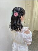 推しカラーエクステでお花アレンジ