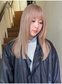原宿ミルクティーアッシュグレージュミディアムロングウルフ30代