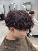 熊本メンズカラー ブラウン マッシュ MEN'S HAIR ツイスパ