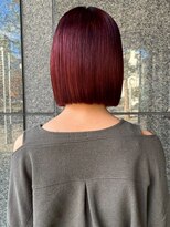 ヘアーアンドスパ フェリーチェ ミチ 野田屋町店(HAIR&SPA felice MICHI)&nbsp;【feliceMICHI 別曽 遥也】切りっぱなしボブ ワインレッド