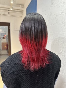 アジールヘア 池袋東口店(agir hair) 20代30代人気グラデーションレッドカラーセミディ池袋