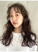 ロングパーマコテ巻き風パーマロングゆるふわパーマウェーブ