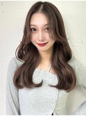 顔周りカット 小顔 美髪 ココアブラウン 透明感カラー 韓国ヘア