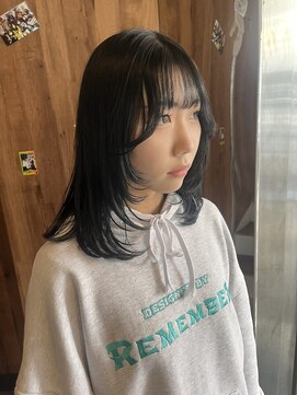 アヴァンス 天王寺店(AVANCE.) ブルーブラック×顔周りレイヤー