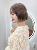 小顔大人ボブ暗めカラーミディアムデザインカラー