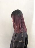 イメチェン/ピンクベージュ前髪アンブレラカラー顔周りカットf20