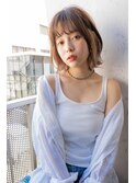 ミディアムヘアデザインカラー暗めカラーフェイスフレーミング