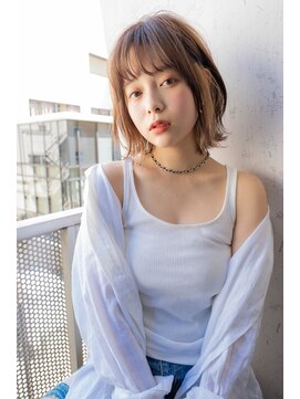 サングース(Sungoose) ミディアムヘアデザインカラー暗めカラーフェイスフレーミング