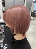 くすみピンク×ショートウルフ