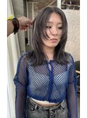 顔まわりレイヤー グレージュカラー