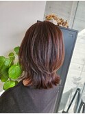 レイヤーカットウルフカットオリーブベージュハイライトカラー