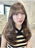 e140ワンカールレイヤーカットオリーブベージュブリーチなし