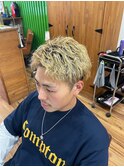 アップバングブリーチパーマスパイラルツイスパ