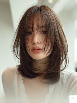 ダル 渋谷/表参道(DAL.) マロンベージュハッシュレイヤー美髪矯正シースルーバング