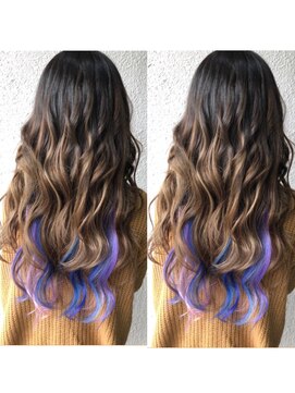 ディー エメ(D-aimer-) インナーカラー× 青みの強いパープル×sky blue×ピンクmix