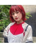 ボブ×レッドカラー