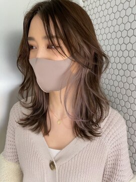 サイン 渋谷(SIGN) ふんわりミディアムシースルーバングアッシュカラー大人ボブ