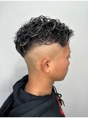 MENSハイライト×パーマ×フェードカット