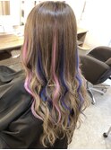 ★BLUE×PINK★激かわ派手髪メッシュスタイル♪