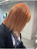 ダブルカラーオレンジベージュカラーケアブリーチレイヤーカット