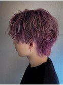 ピンクヴァイオレットカラー×メンズウルフカット