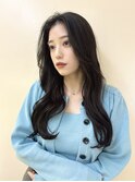 似合わせカット暗髪ナチュラルセンターパートロング